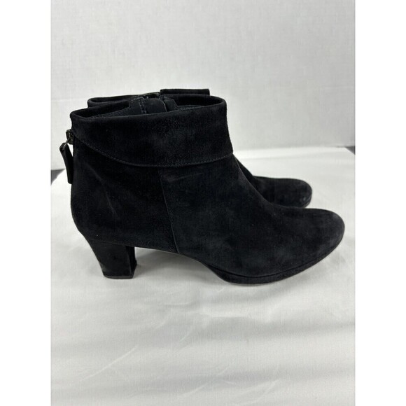 Paul Green Platform Boot Bootie Black Suede Size 9.5 EU 40 Low Heel Handmade - Picture 8 of 12